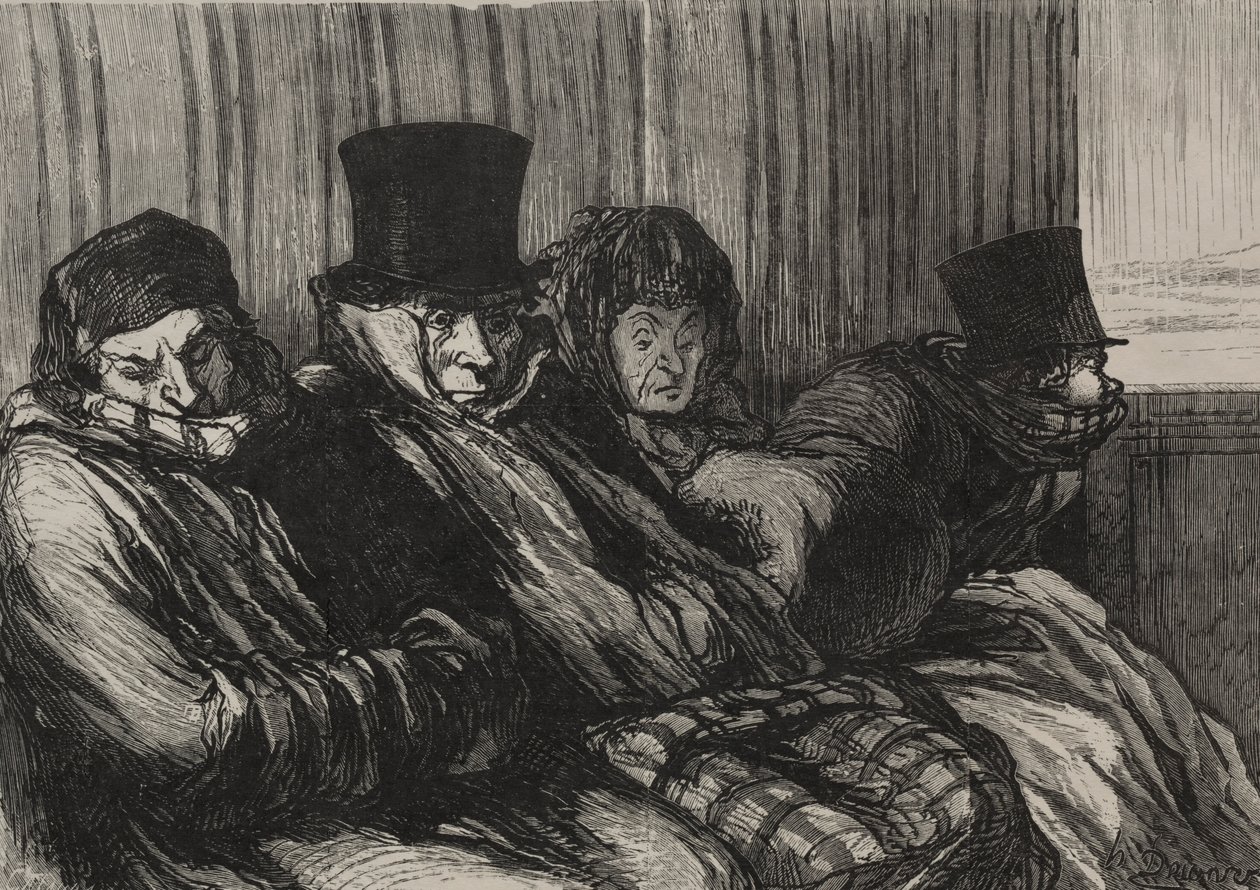 Jernbanerne: lysttog: ti grader nøgen og i dårligt humør. af Honoré Daumier