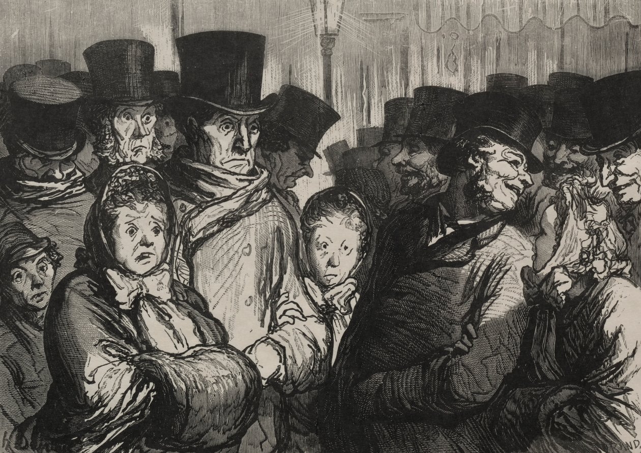 Teatrene: at komme ud af dramaet og komme ud af tightroperne. af Honoré Daumier