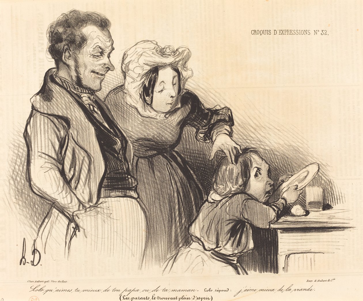 Lolo, hvad kan du bedst lide ved din far eller din mor... af Honoré Daumier