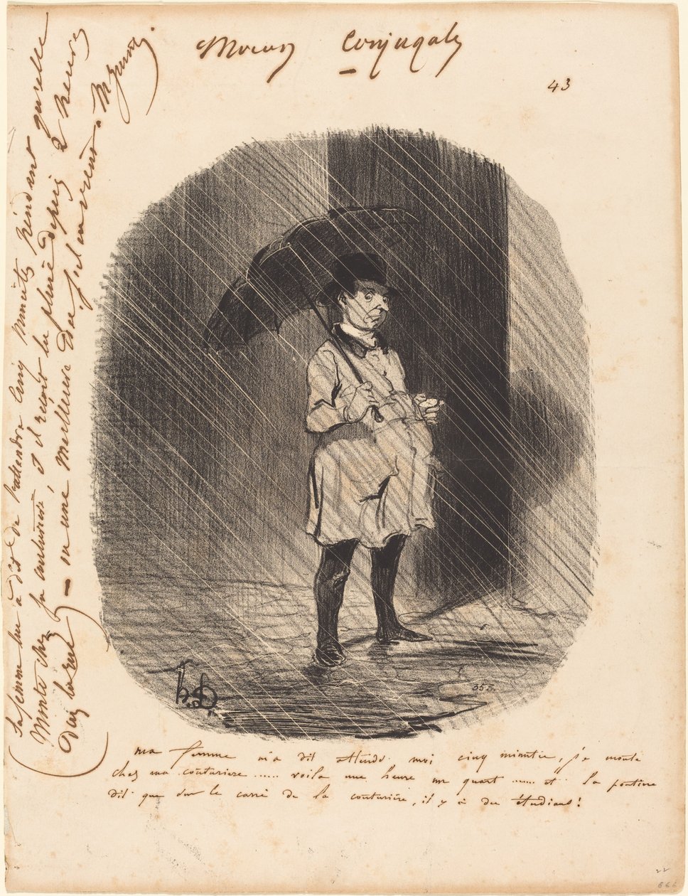 Min kone sagde til mig: vent på mig fem minutter... af Honoré Daumier