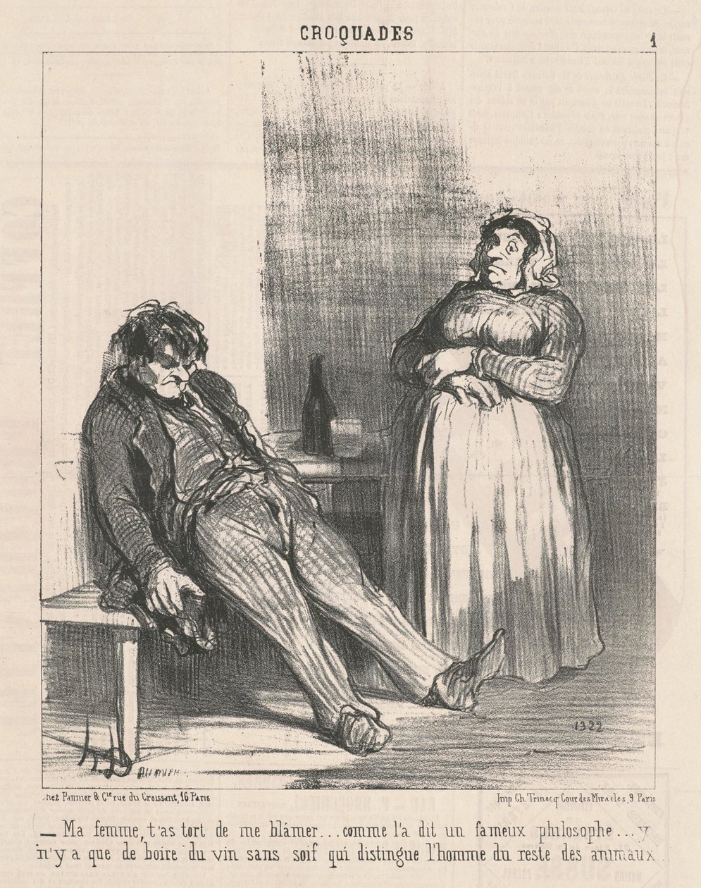 Min kone, du tager fejl af at give mig skylden... af Honoré Daumier