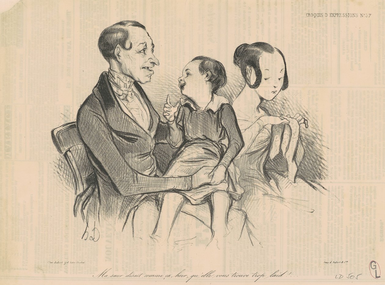 Min søster sagde sådan i går, at hun synes, du er for grim! af Honoré Daumier