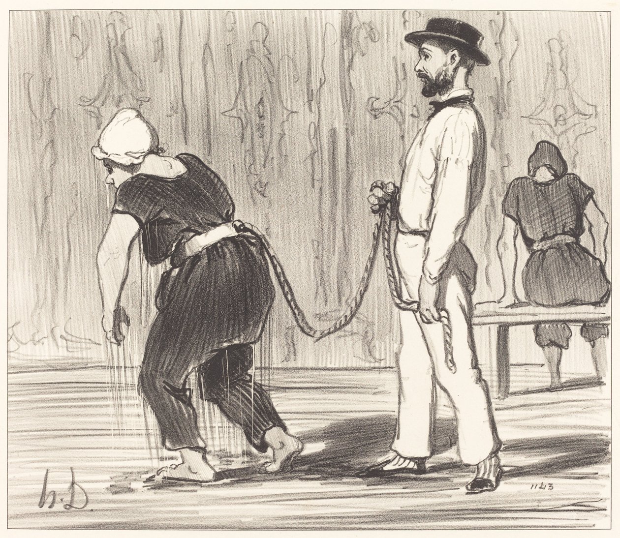 Madame Rabourdeau har sin første lektion af Honoré Daumier