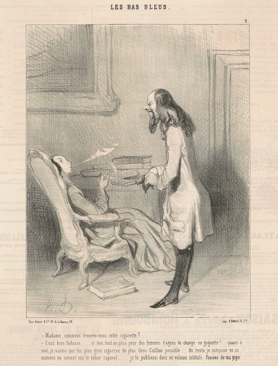 Frue, hvordan kan du lide denne cigaret? af Honoré Daumier