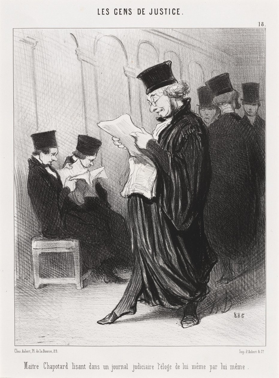 Maitre Chapotard læser... ros af sig selv... af Honoré Daumier