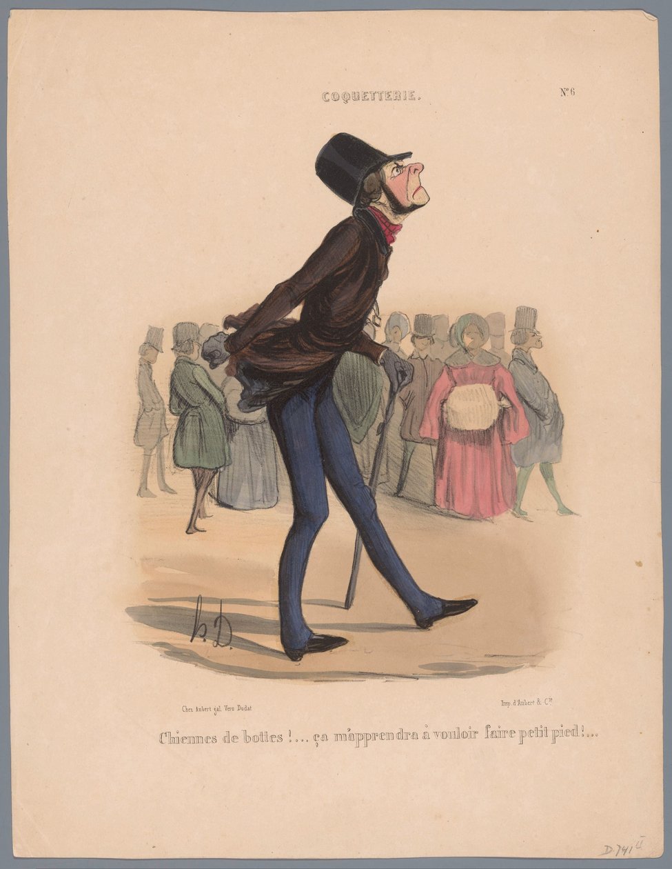 Mand går i sko, der er for små Chiennes de bottes! (...) (titel på objekt) Vanity (serietitel) Coquetry (serietitel på objekt) af Honoré Daumier