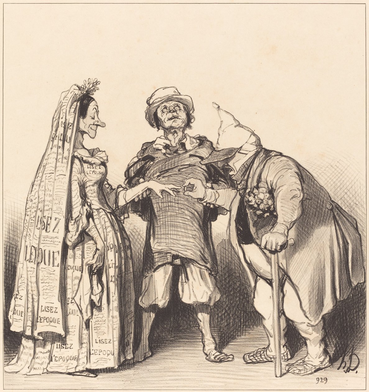 Tidens og Grundlovens Ægteskab af Honoré Daumier