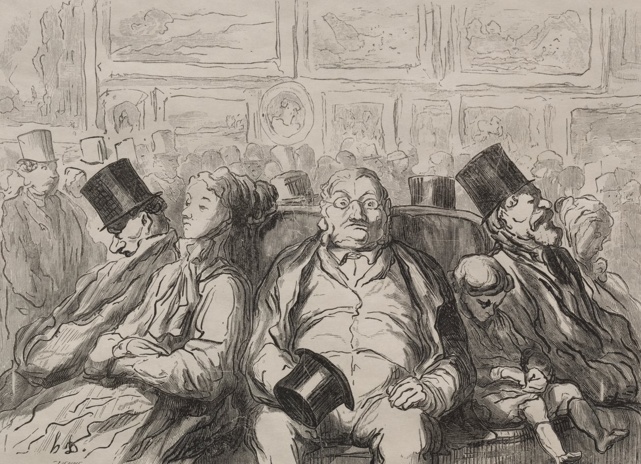 Hvileøjeblik i Salon Carré af Honoré Daumier