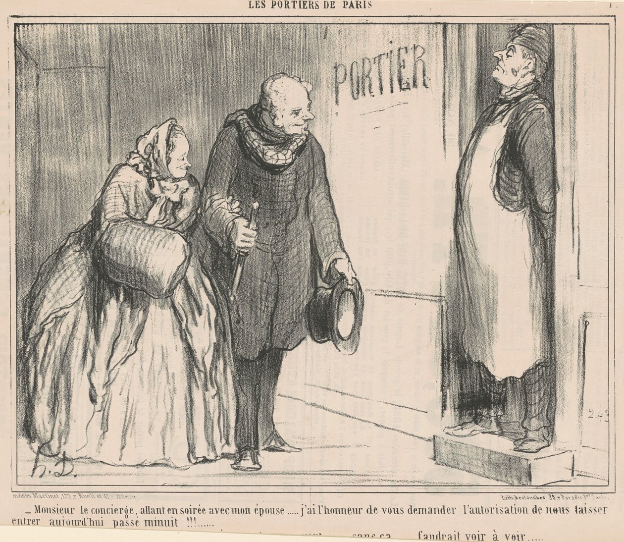 Mr. concierge, går om aftenen af Honoré Daumier