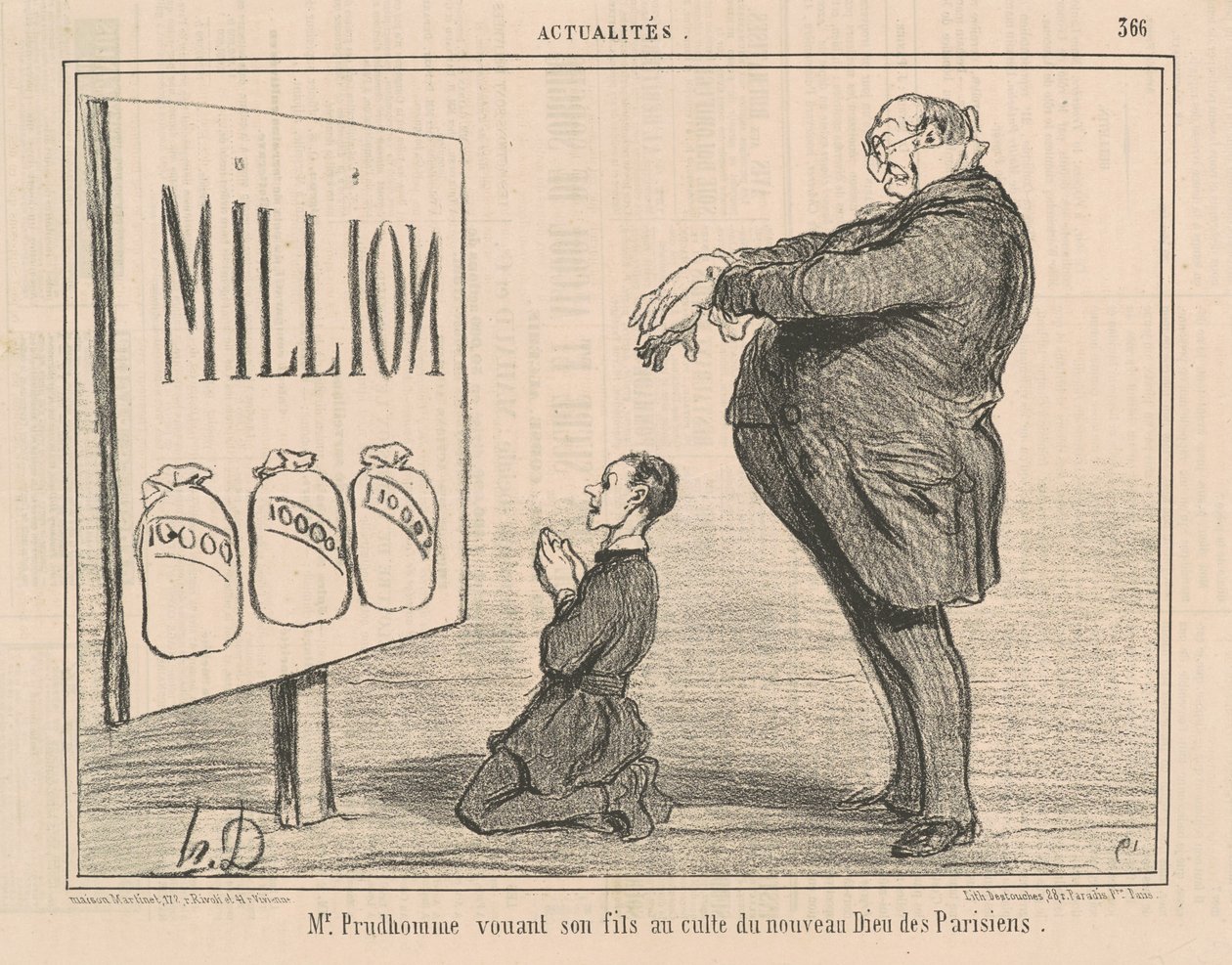 Mr. Prudhomme dedikerer sin søn til ... af Honoré Daumier