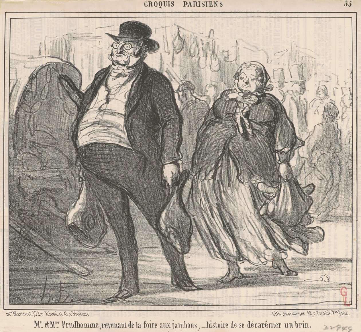 Hr og fru Prudohomme vender tilbage fra messen... af Honoré Daumier