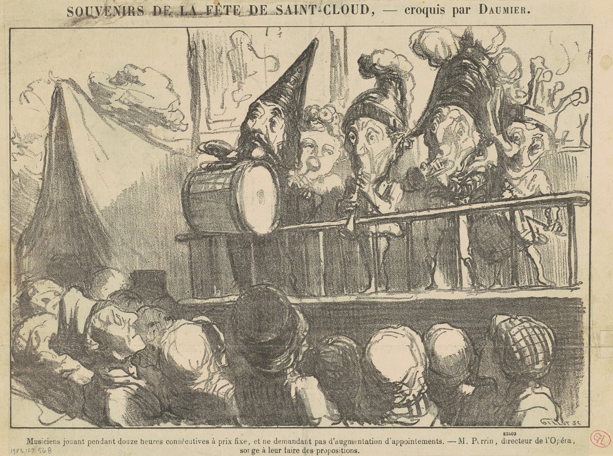 Musikere spiller i tolv timer... af Honoré Daumier