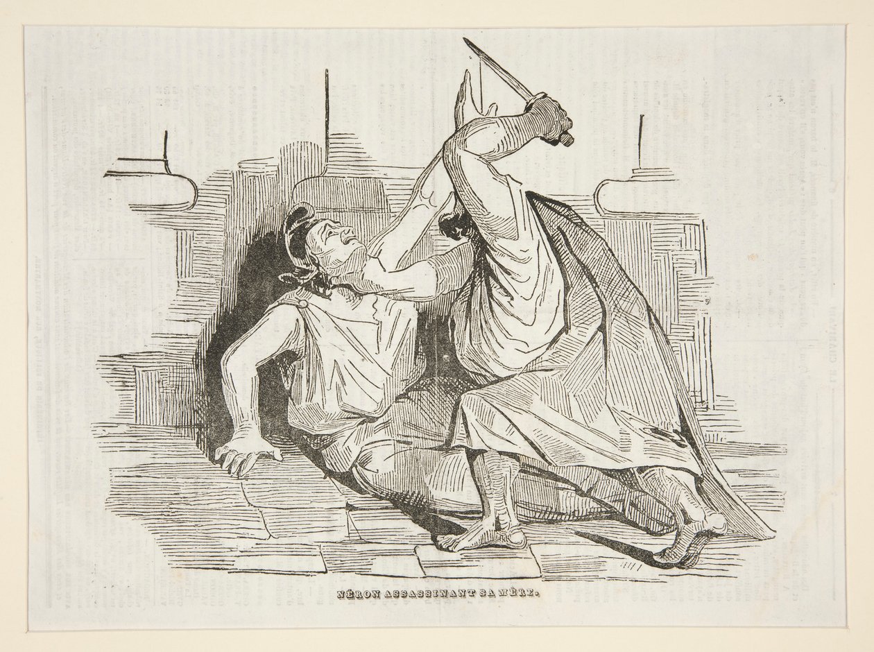 Nero myrder sin mor, fra Charivari 9. april 1834 af Honoré Daumier