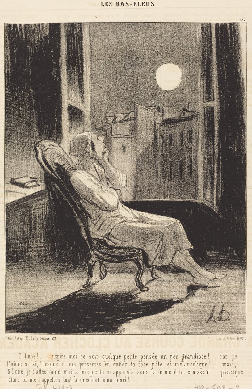 Åh måne!... inspirer mig i aften med en lille tanke... af Honoré Daumier