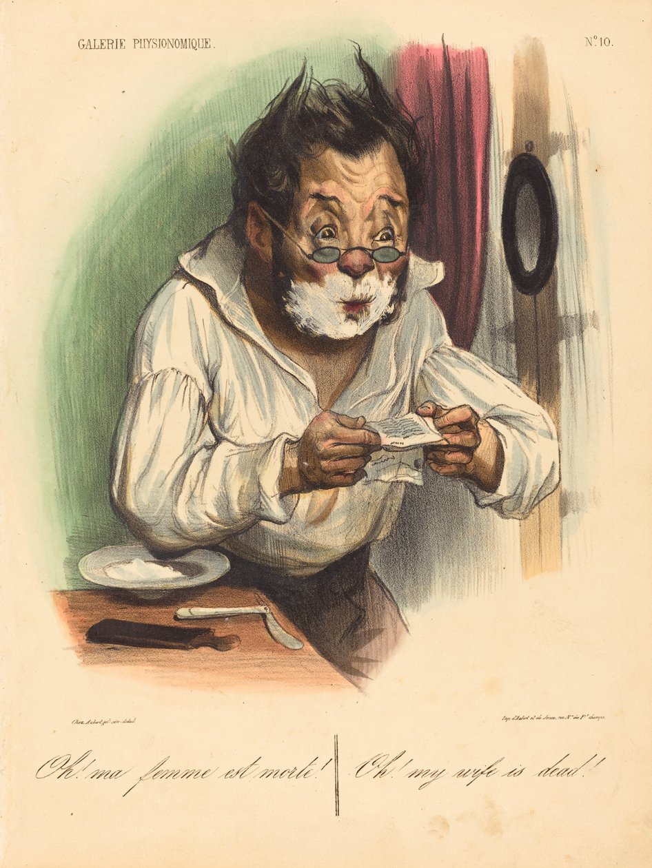Åh! Min kone er død! af Honoré Daumier