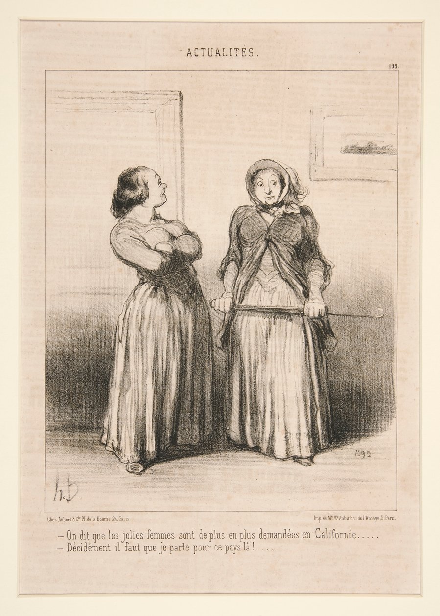 Det siges, at smukke kvinder er mere og mere efterspurgte i Californien af Honoré Daumier