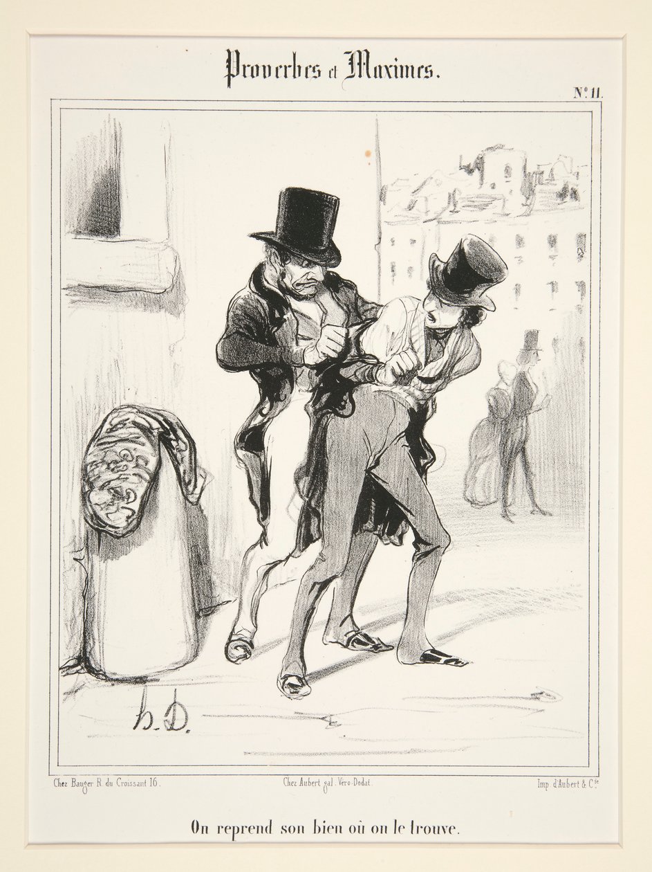 Vi tager vores ejendom tilbage, eller vi finder den, plade 11 fra Proverbes et Maximes af Honoré Daumier