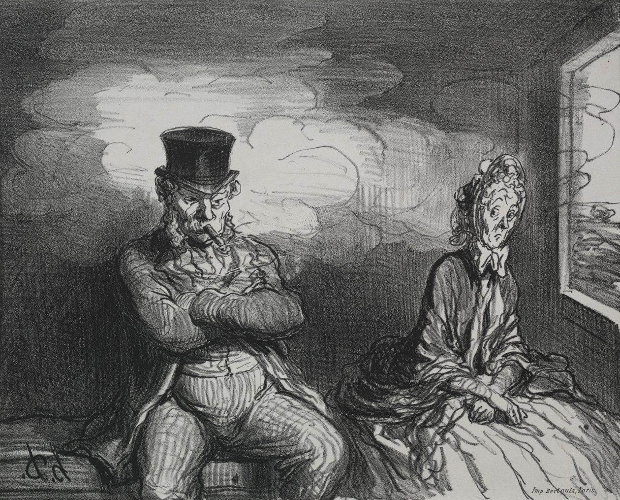 On the Train: A Pleasant Companion, 1862. af Honoré Daumier