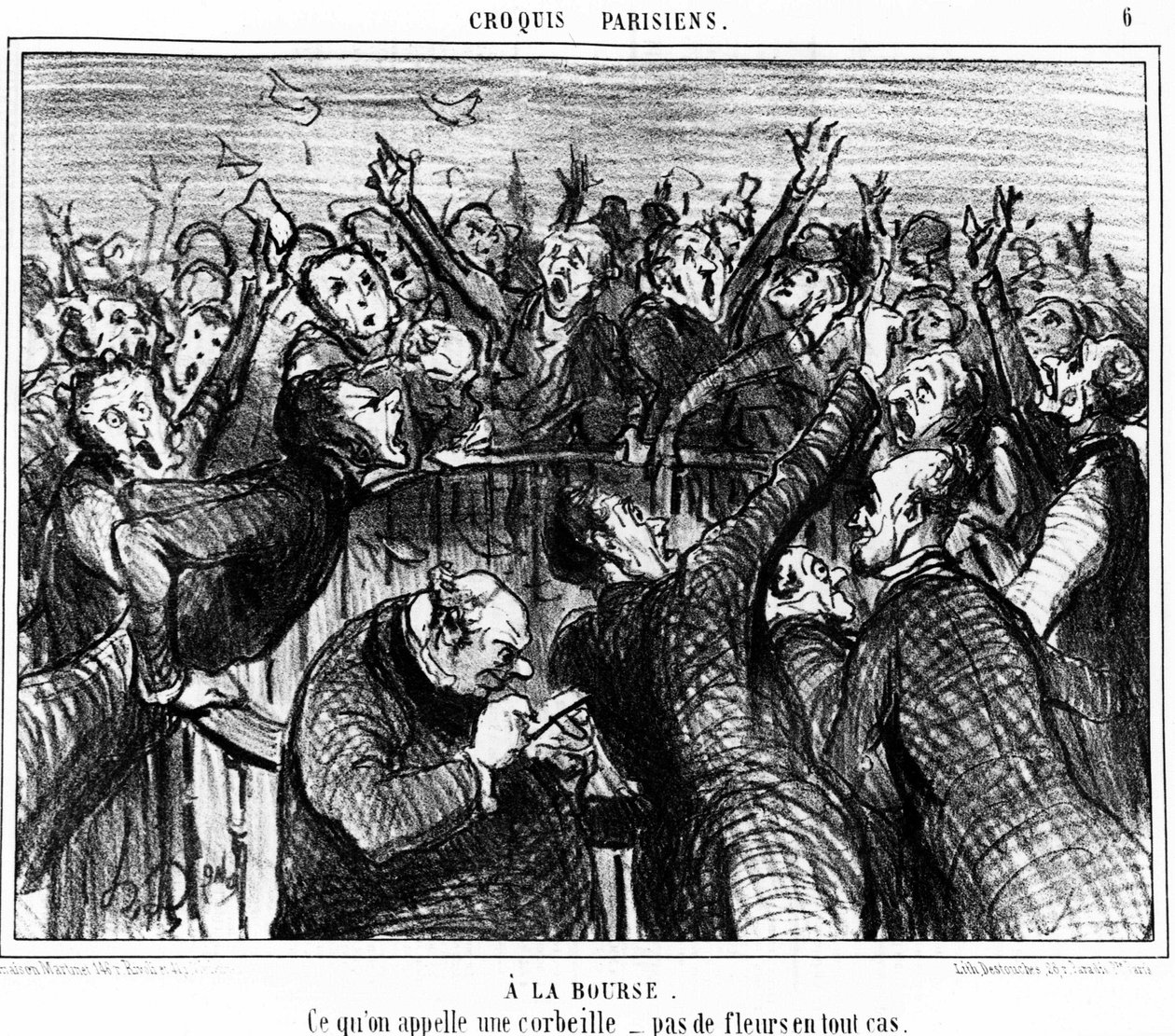 På pungen, Hvad kaldes en kurv, ingen blomster i hvert fald: serie af karikaturer på pungen til Honore Daumier (1808-1879). “Charivari” af Honoré Daumier