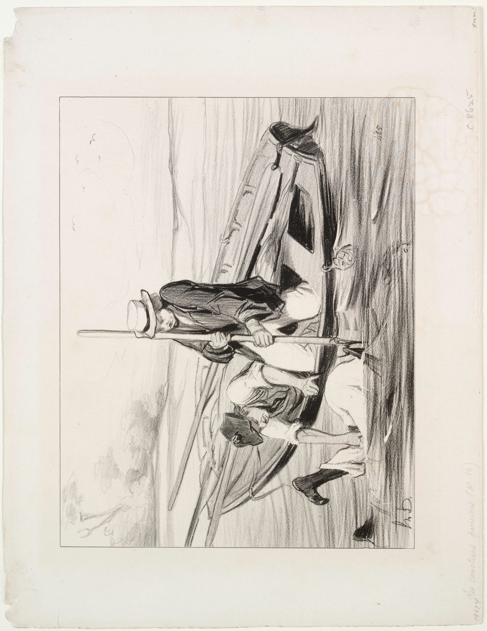Parisiske bådsmænd, plade 14: Mand over bord, 1843. af Honoré Daumier