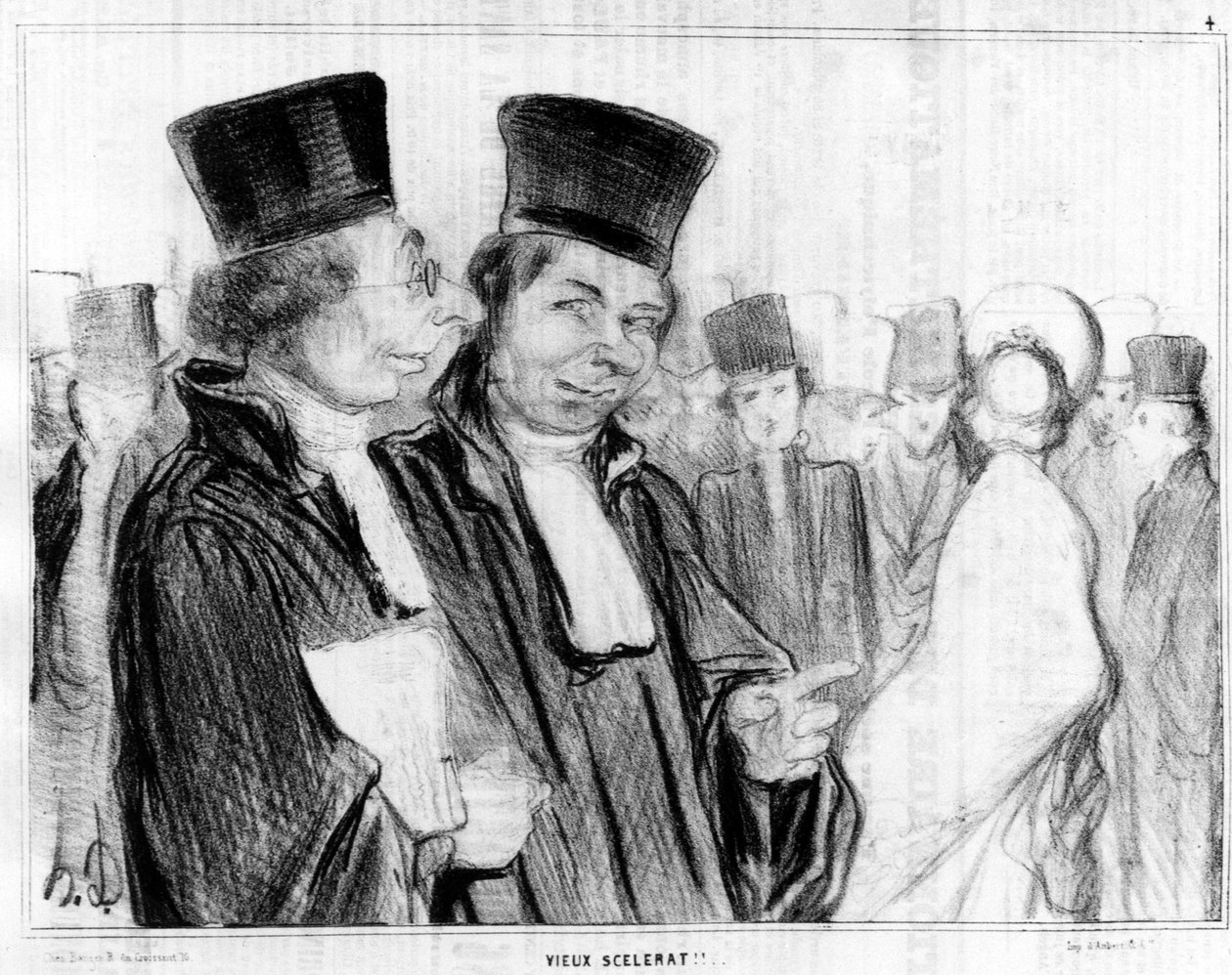 Parisertype, gammel scelerat!!, karikatur af Honore Daumier (1808-1879). "" Charivari "". af Honoré Daumier