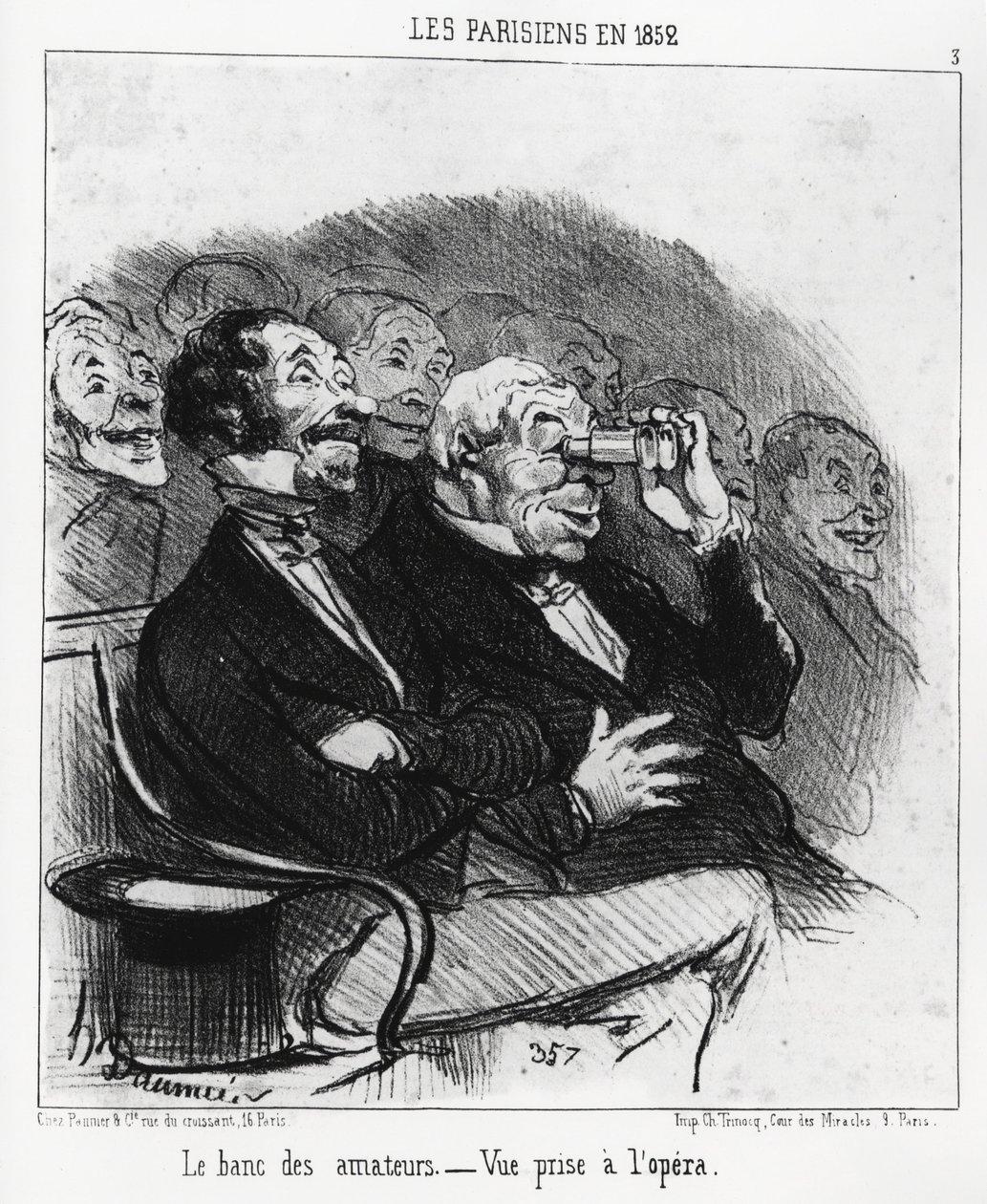 Parisere i 1852: amatørbænken, udsigt taget på operaen. Illustration d