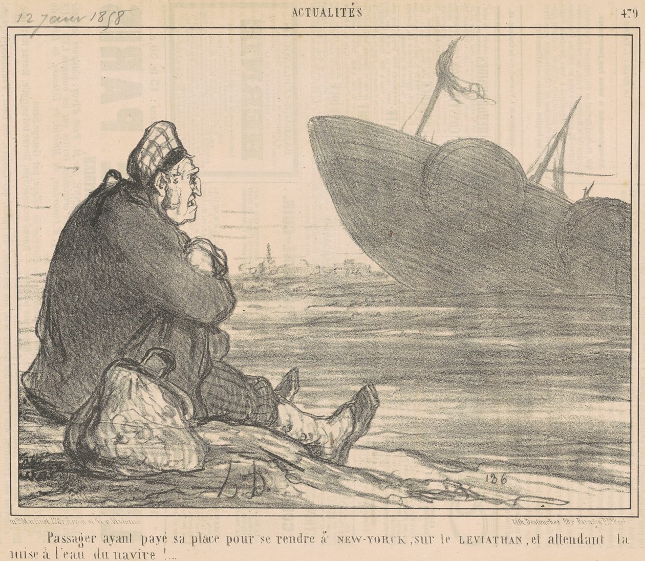 Passagerer har betalt ... for at tage til New York ... af Honoré Daumier