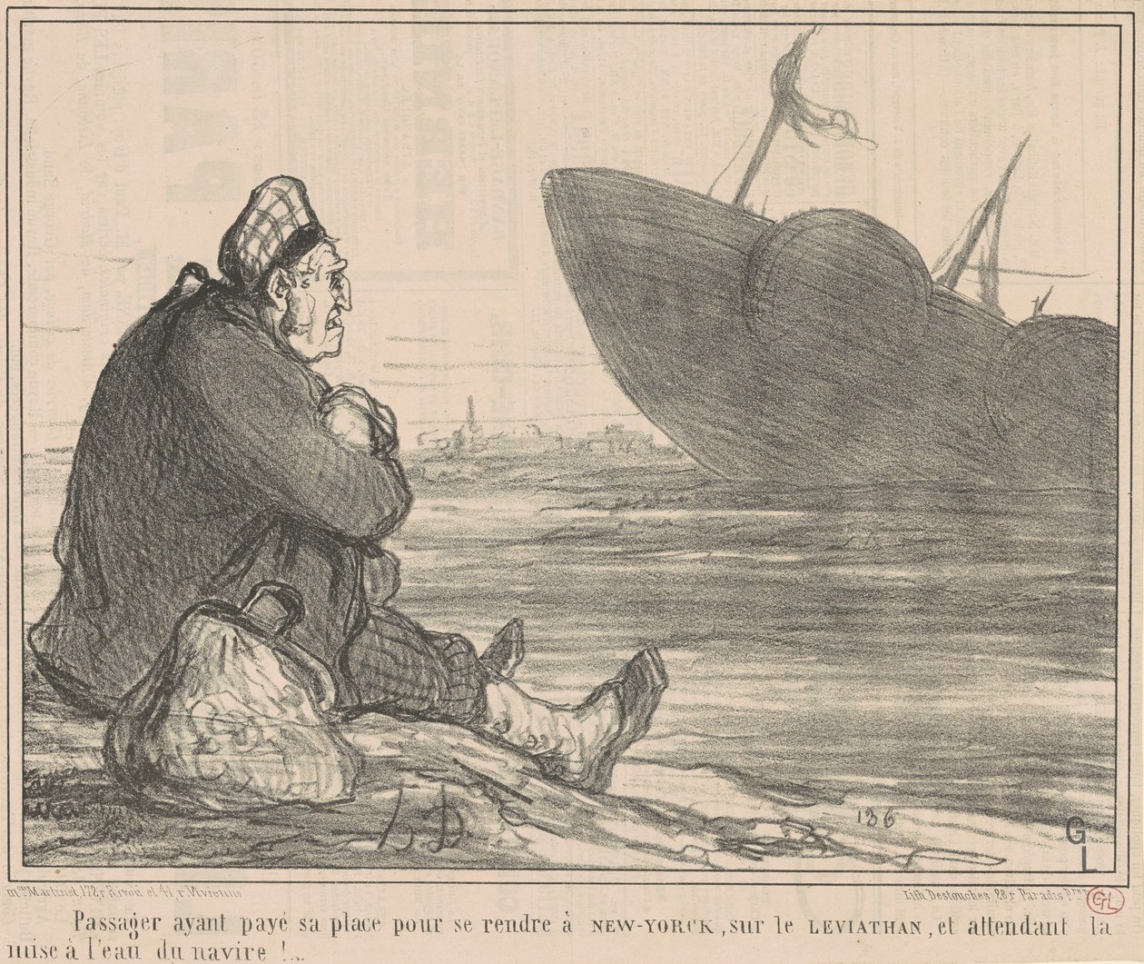 Passager, der betalte ... for at tage til New York af Honoré Daumier