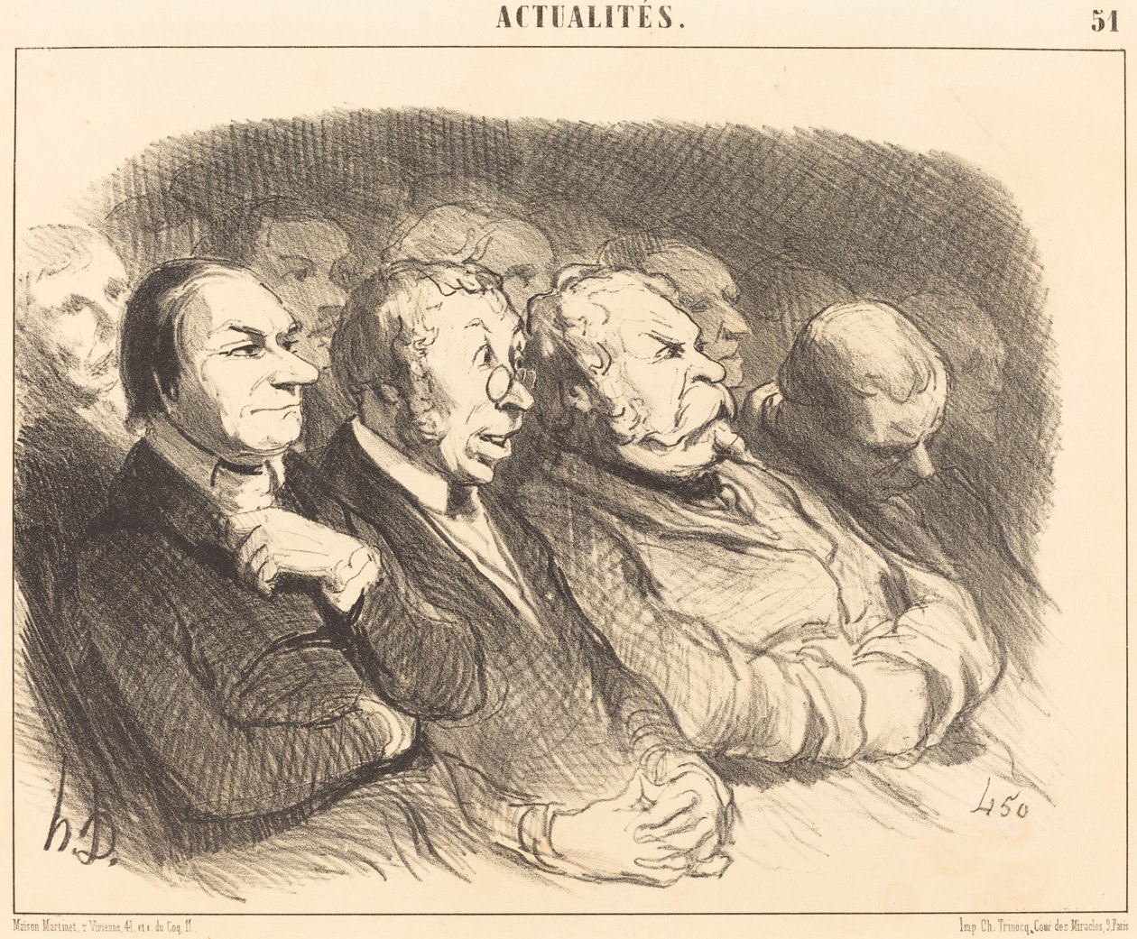 Fysiognomi af tilskuere på Porte St.-Martin... af Honoré Daumier