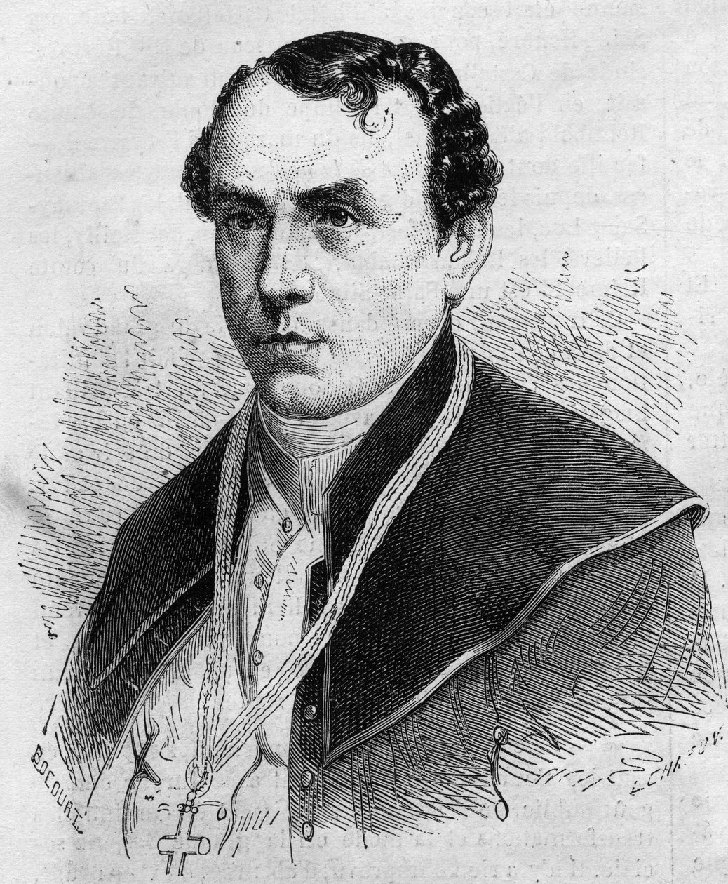 Portræt af Sigismund Felix Felinski (1822-1895), ærkebiskop af Warszawa (Polen). Indgravering i ""Le Monde Illustre"" nr. 314 af 18. april 1863. af Honoré Daumier