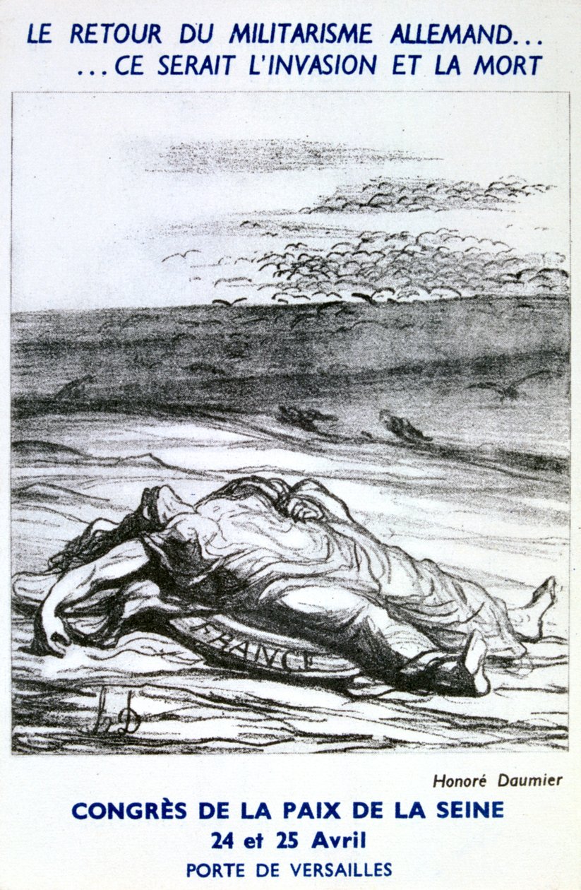 Postkort, der reklamerer for kongressen for fred på Seinen, Paris af Honoré Daumier