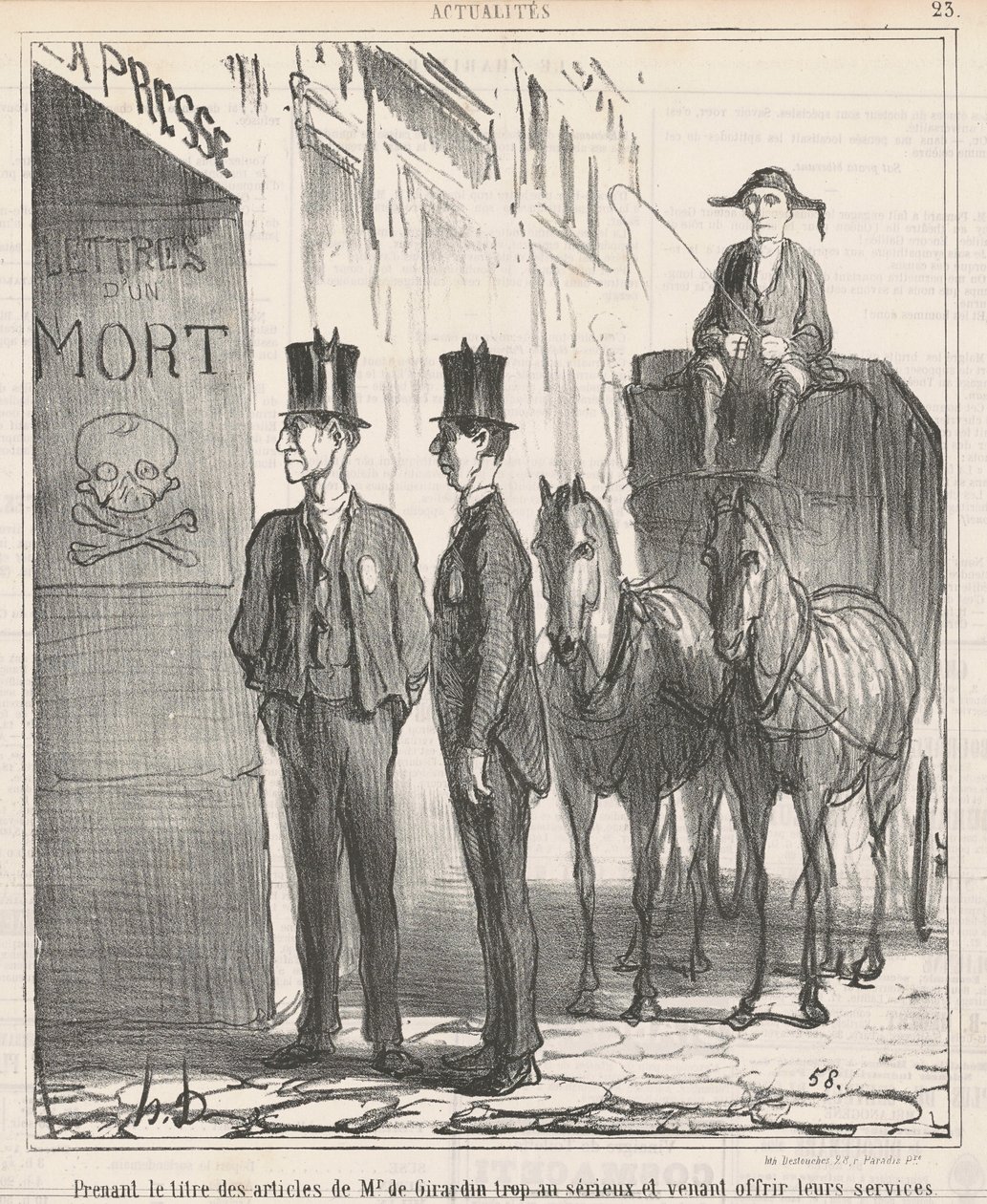 Tager titlen... af hr. de Girardin for seriøst... af Honoré Daumier