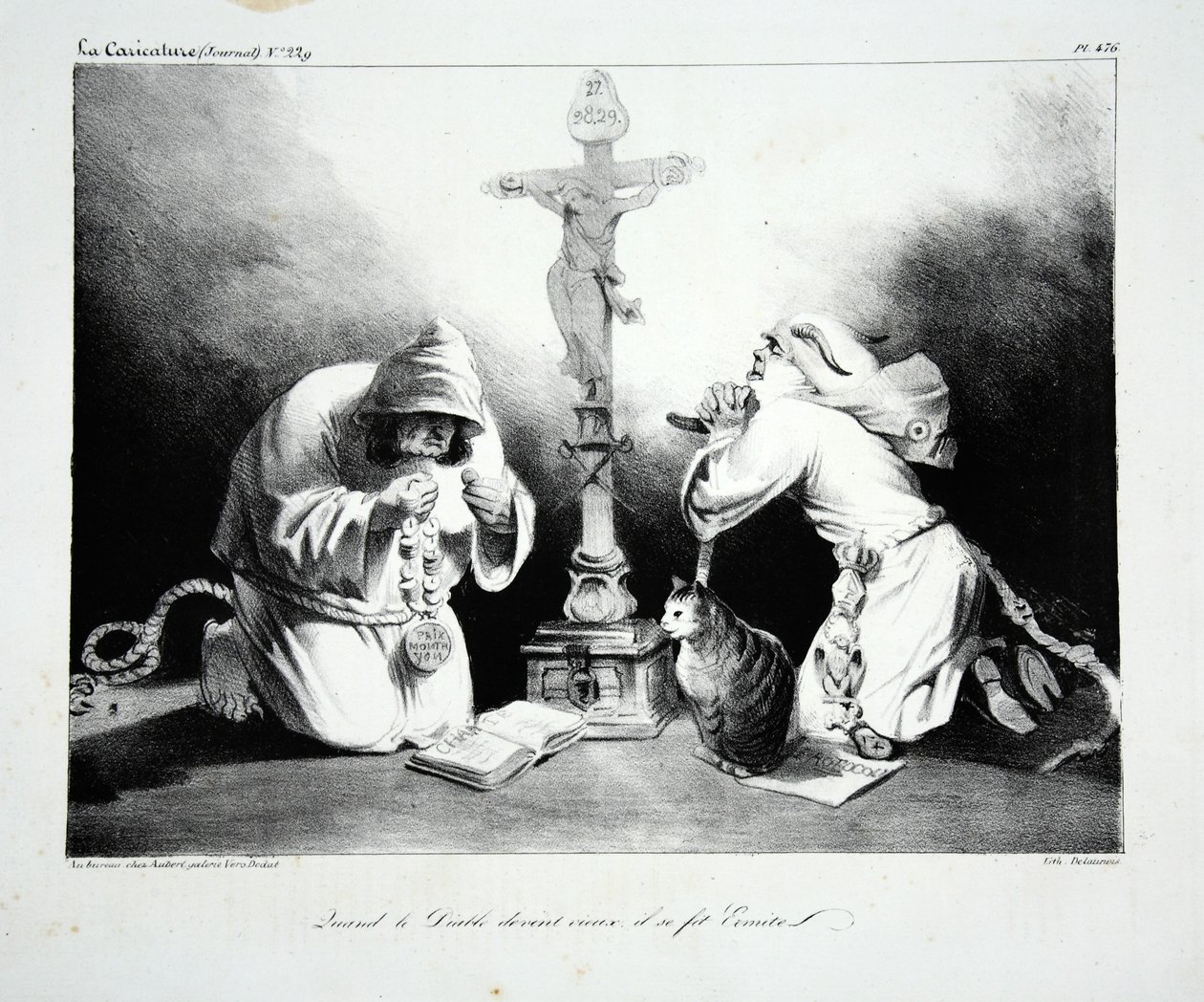 Da djævelen blev gammel, lavede han sig selv til eremit, pub. 1835 af Honoré Daumier