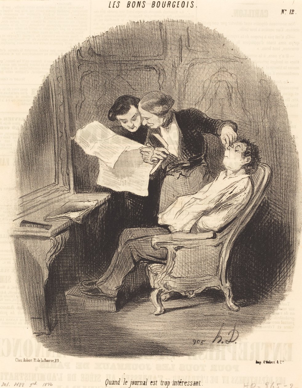 Når avisen er for interessant af Honoré Daumier