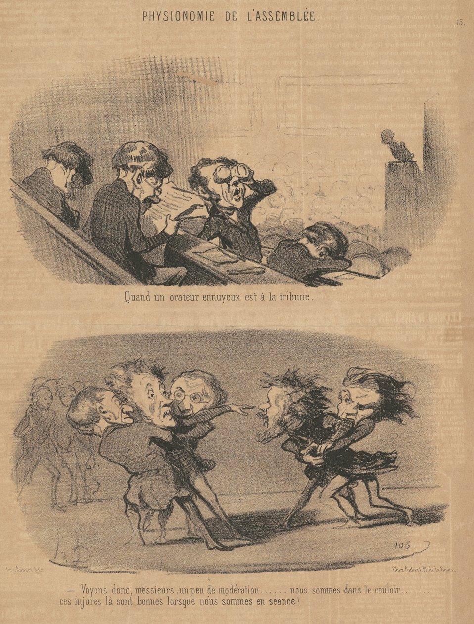 Når en kedelig taler er på podiet af Honoré Daumier