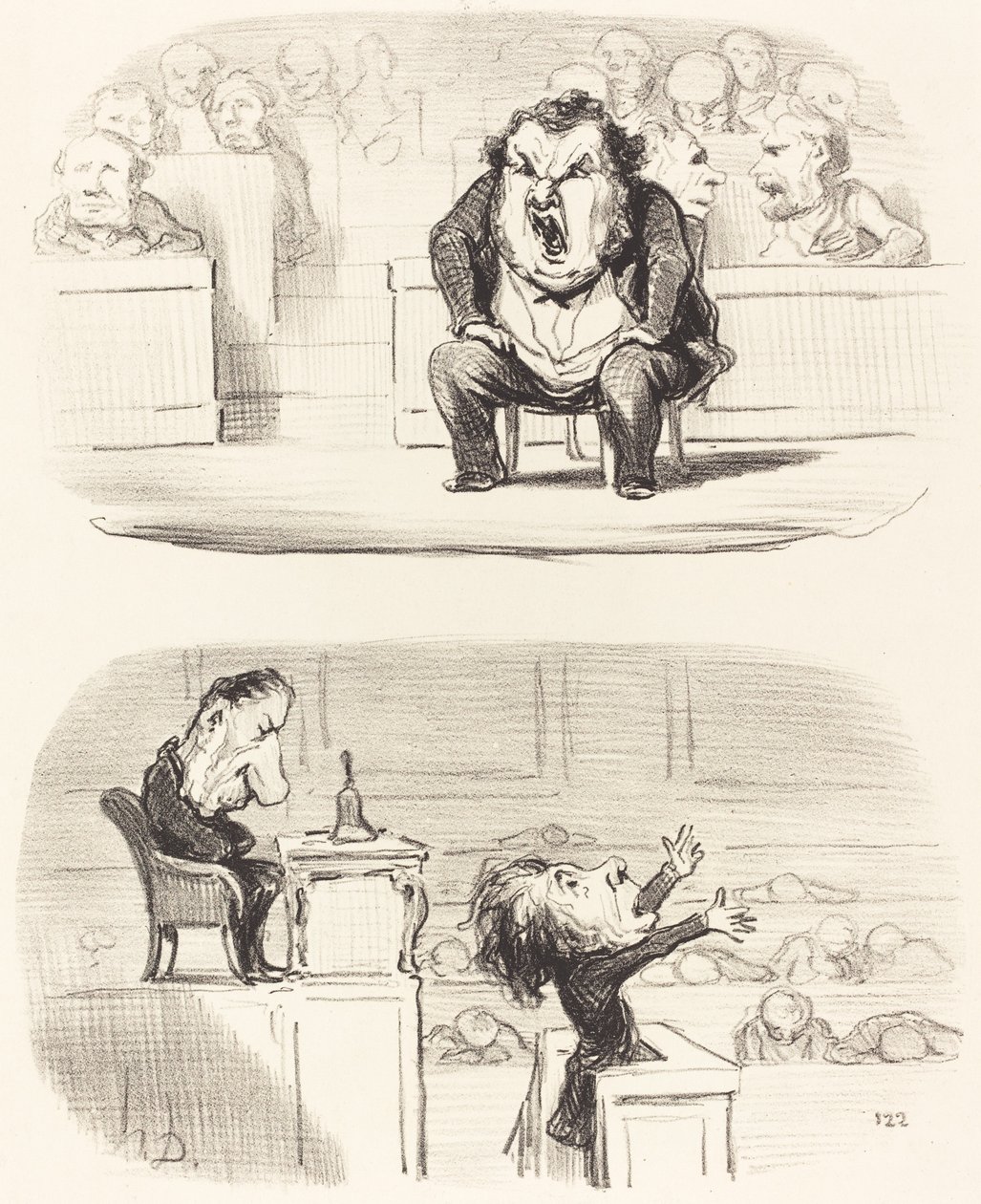Når en kedelig taler indtager talerstolen af Honoré Daumier