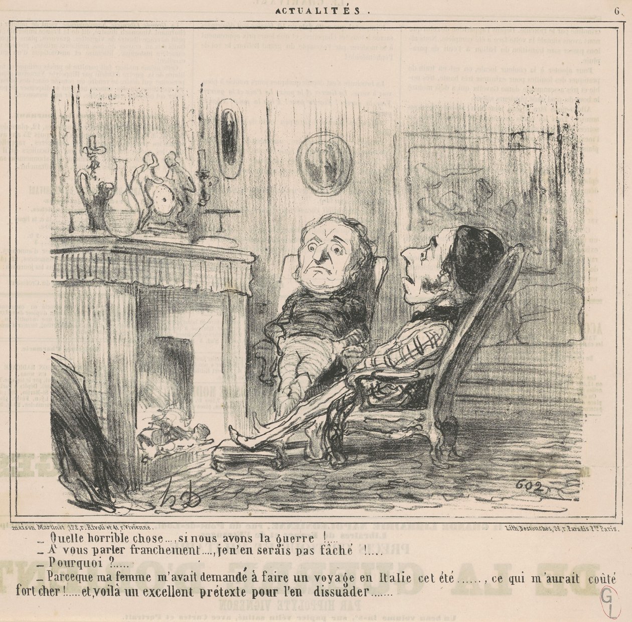 Sikke en forfærdelig ting...hvis vi har krig! ... af Honoré Daumier