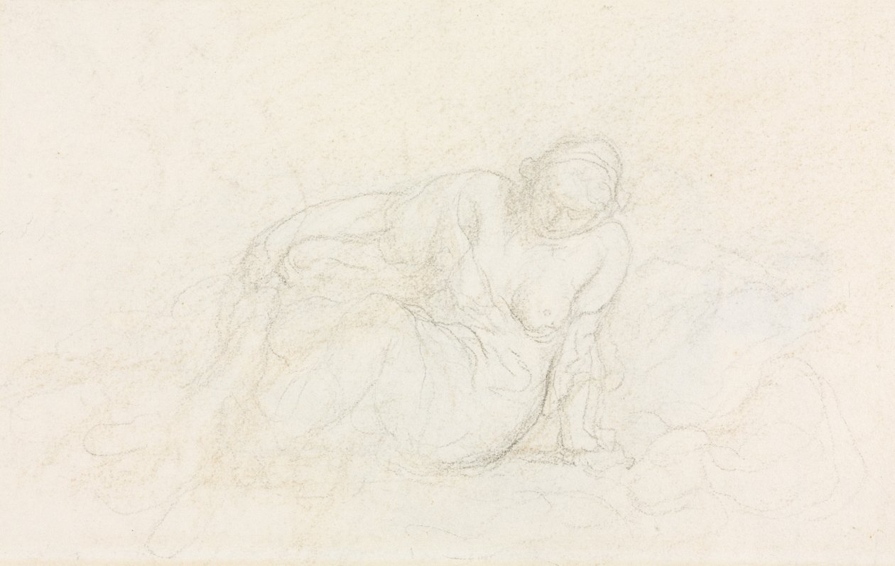 Tilbagelænet kvinde læner sig på armen på bagsiden, 185560. af Honoré Daumier