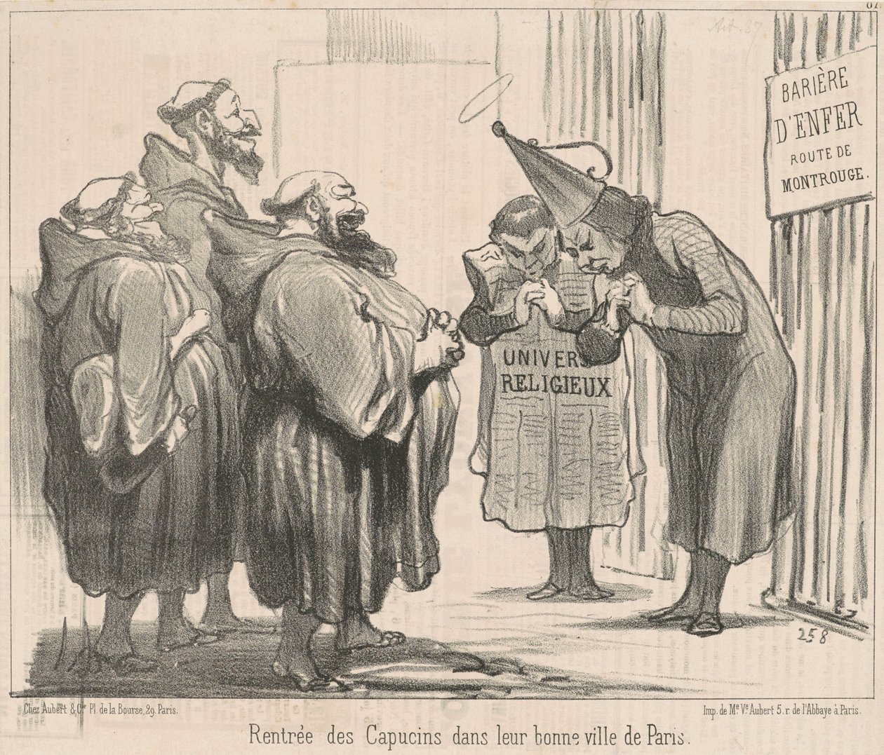 Kapucinernes tilbagevenden til ... Paris af Honoré Daumier