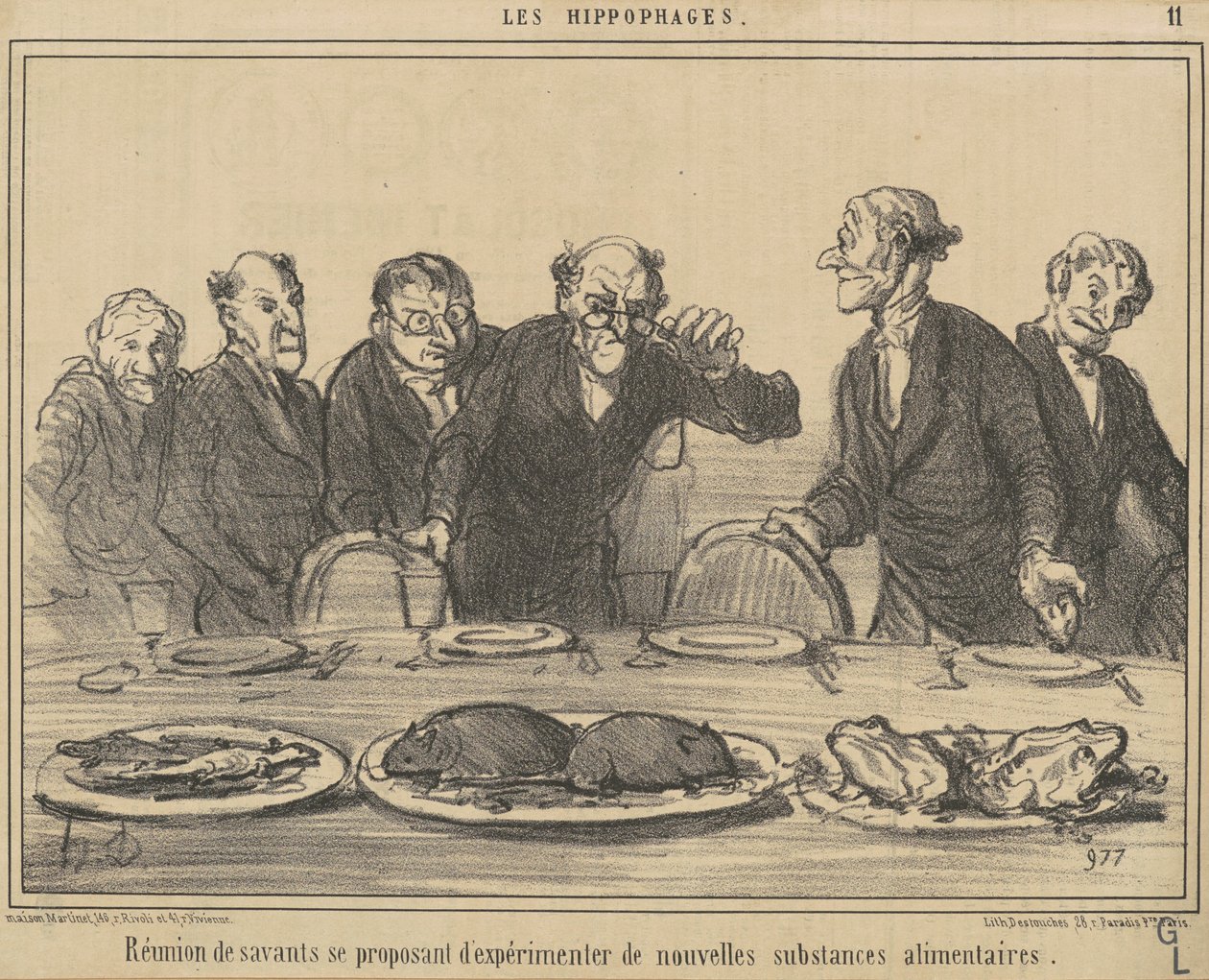 Møde mellem forskere, der foreslår... af Honoré Daumier