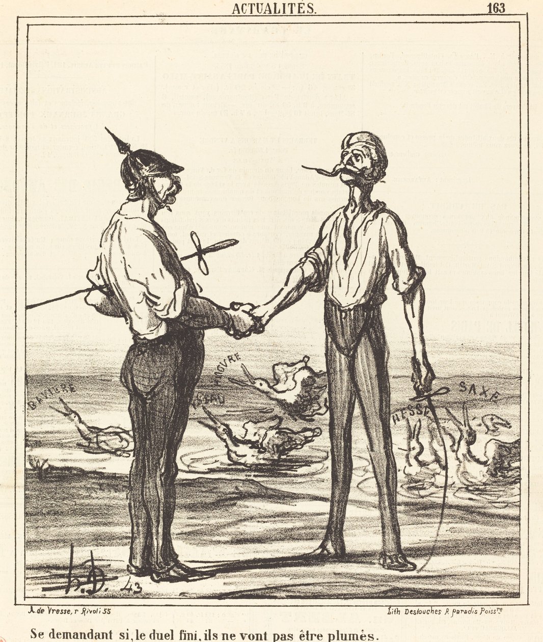 Gad vide, om duellen overstået, de ikke bliver fjer af Honoré Daumier