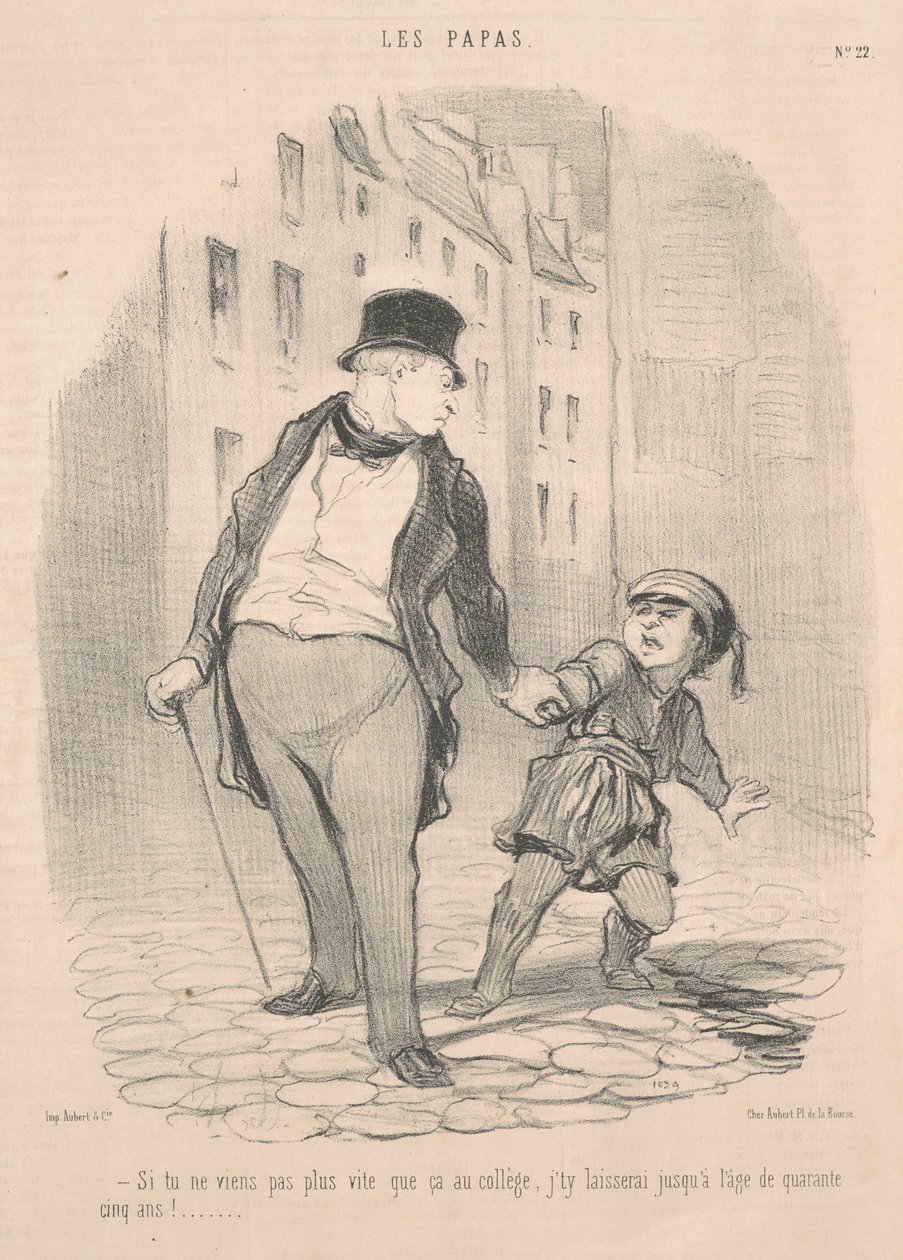 Hvis du ikke kommer mere end det på college... af Honoré Daumier