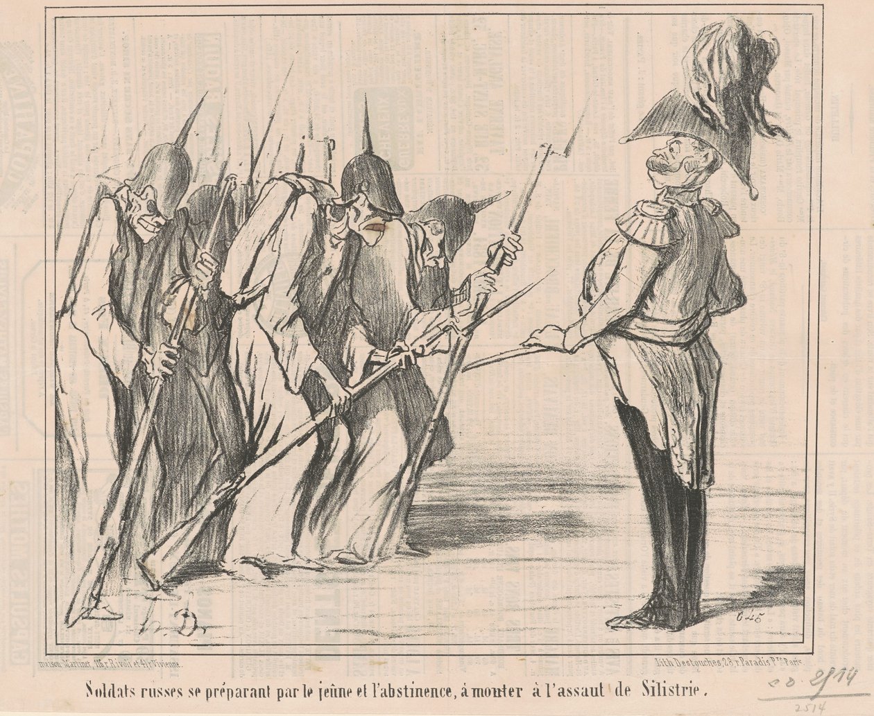 Russiske soldater gør klar ved de unge ... af Honoré Daumier