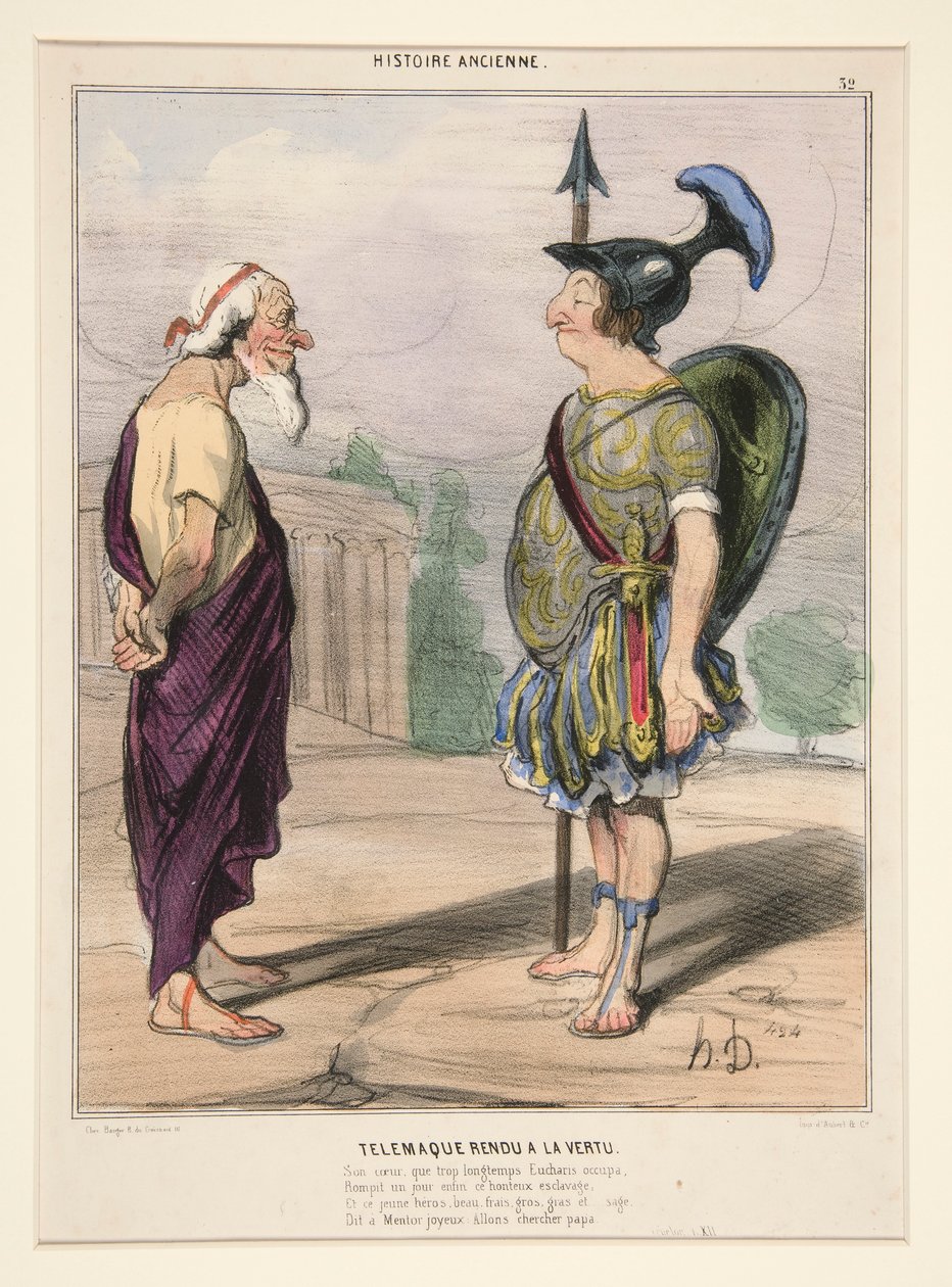Telemachus vendte tilbage til dyden. Hans hjerte, som alt for længe besatte Eucharis af Honoré Daumier