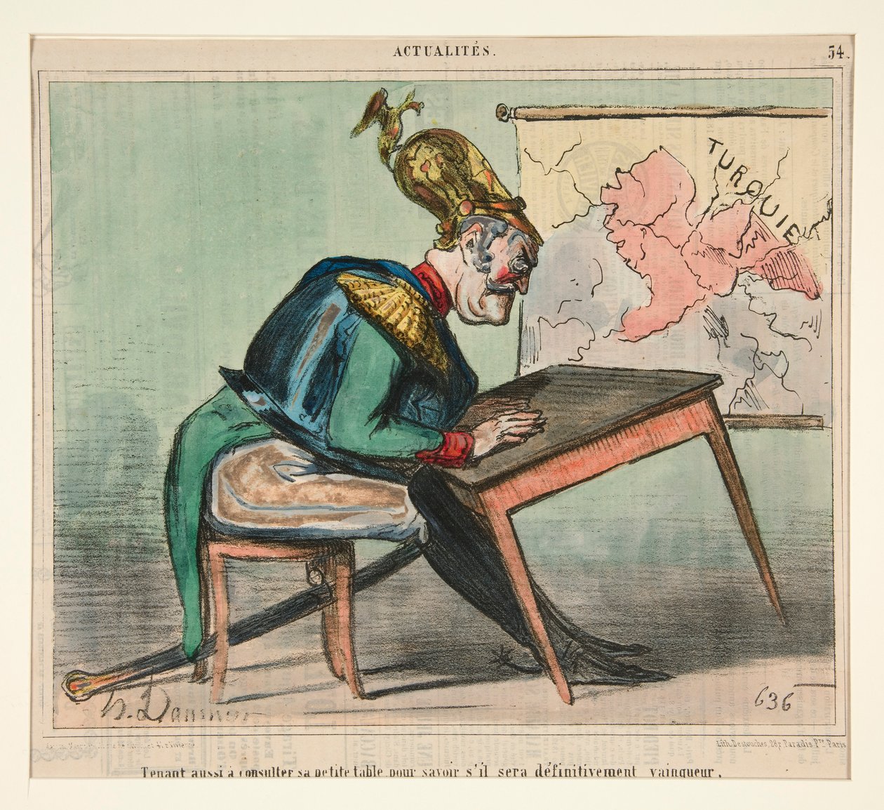 Også ivrig efter at konsultere hans lille bord af Honoré Daumier
