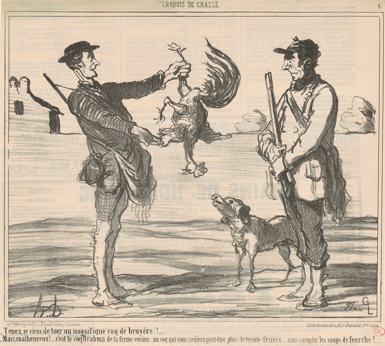 Her har jeg lige dræbt en storslået... af Honoré Daumier