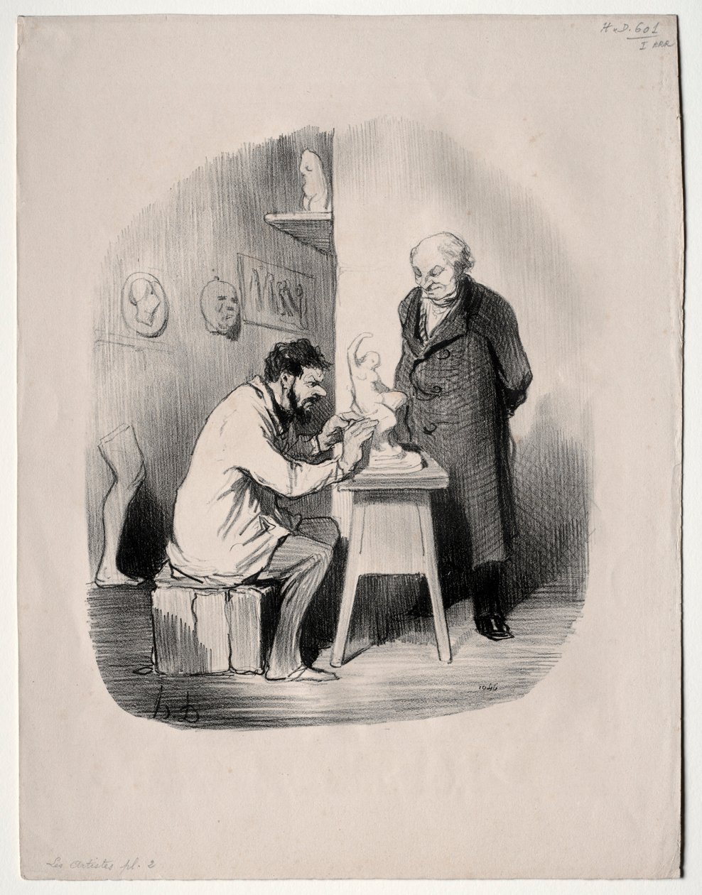 Kunstnerne, plade 2: Du skal modellere mig på denne måde en dag, 1848. af Honoré Daumier