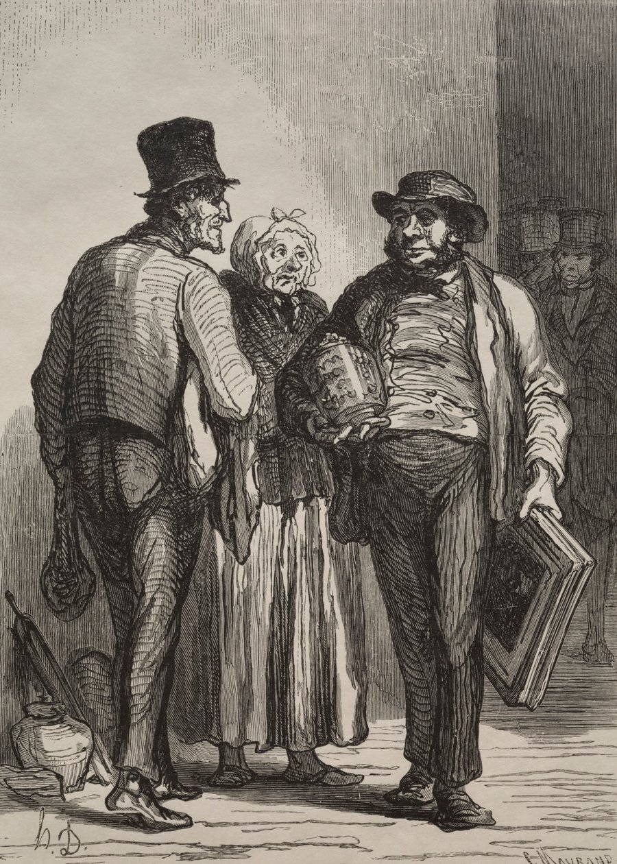 Auktionslokalet: Købmændene. af Honoré Daumier