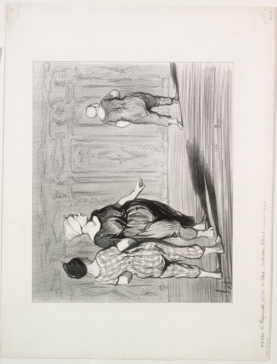 De badende, plade 15: Det er hende igen, en smuk mode, Madame Coquardeau! af Honoré Daumier