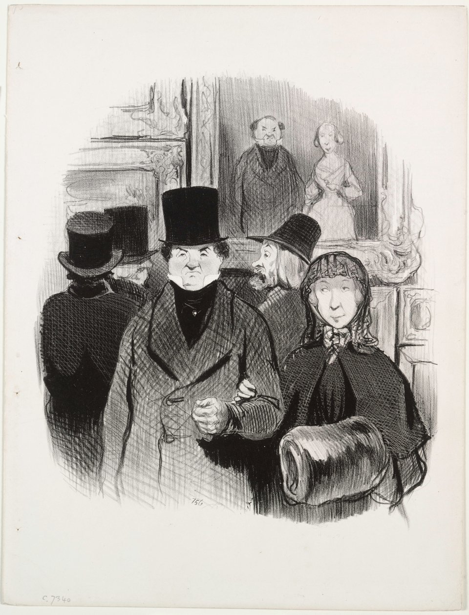 Livets smukke dage, plade 59: Når ens portræt er i salonen, 1845. af Honoré Daumier